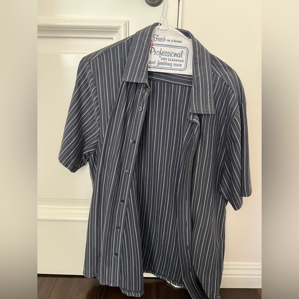 Calvin Klein Black and White Striped Men's Shirt